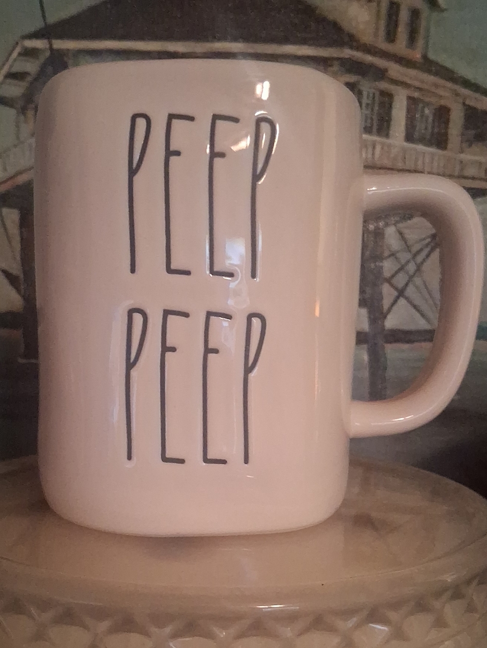 Rae Dunn Pink "Peep Peep" Ceramic Mug